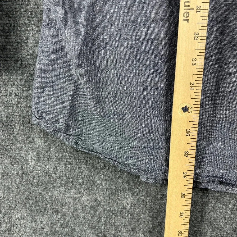 Banana Republic Button Down Mens M Grey Linen Slim Fit Long Sleeve Casual Shirt